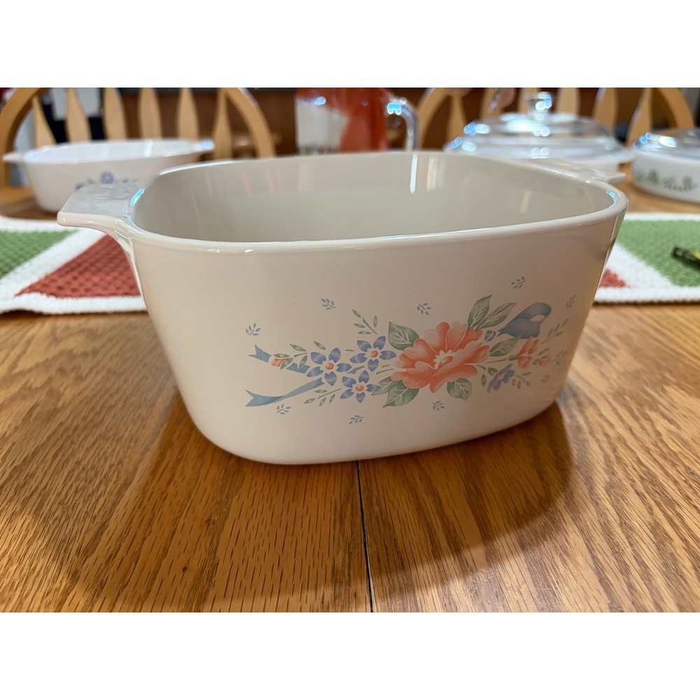 Corning Ware English Meadow A-3-B 3 Liter Casserole Dish Square Floral Vintage - Picture 2 of 8